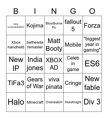 Xbox / BO6 Bingo Card