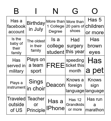 COLEMAN/MCGEE FAMILY REUNION Bingo Card