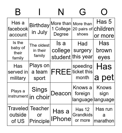 COLEMAN/MCGEE FAMILY REUNION Bingo Card