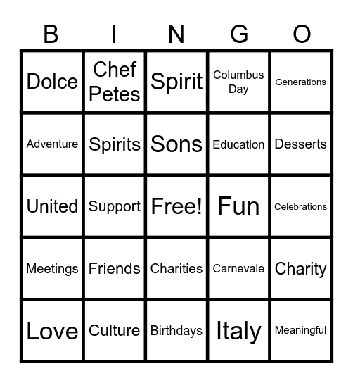 What is out Lodge Bingo Card