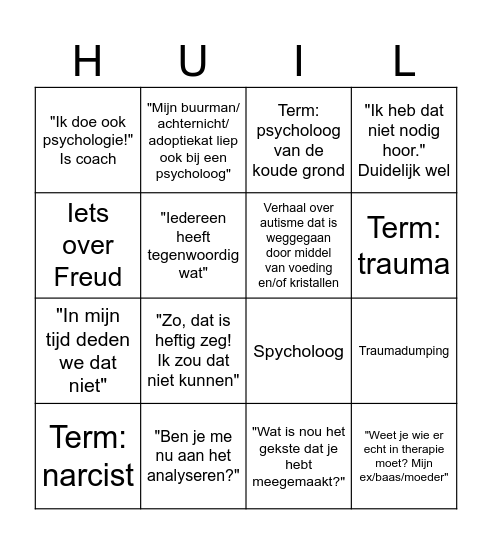 Psycholoog op een feestje Bingo Card