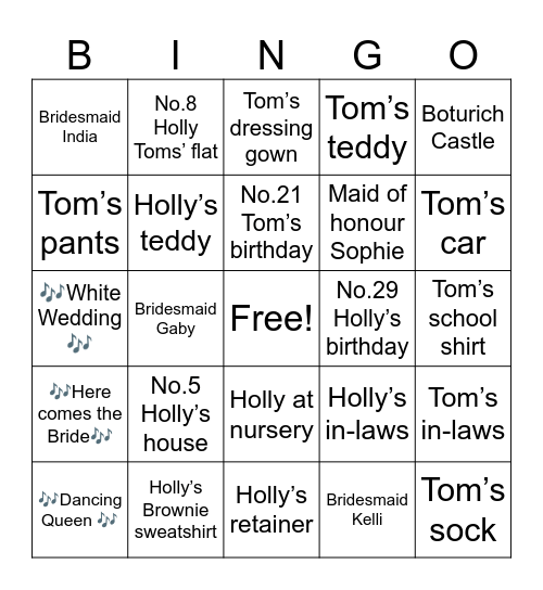 Hollys hen do Bingo Card