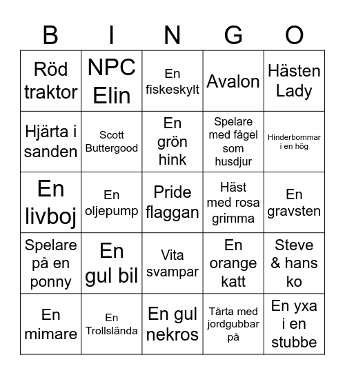 Jorvik Bingo Card