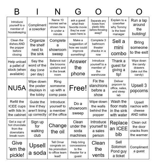 IMAX Bingo Card