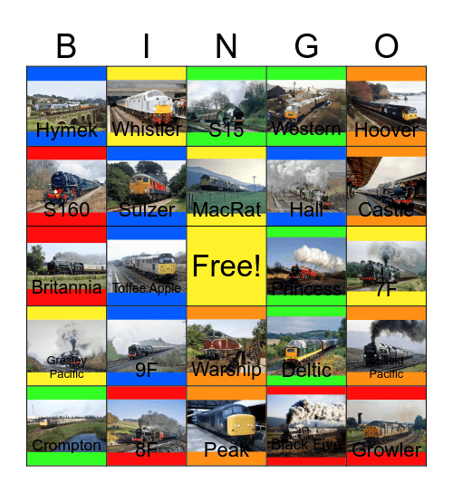 The Later Years of British Rails 1980-1995 Bingo Card