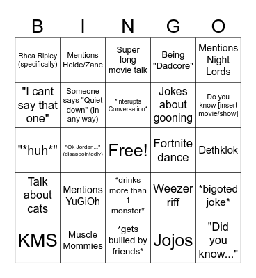 Jordan Bingo Card