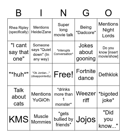 Jordan Bingo Card