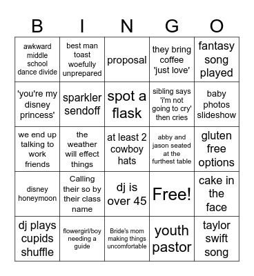 Wedding Bingo Card