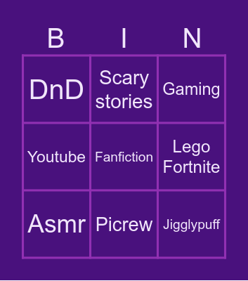 Moxys hyper fixations Bingo Card