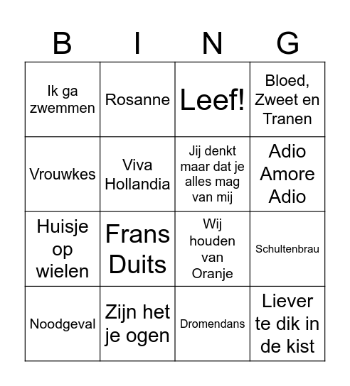 Oranje Quiz Herxerfeest 2024 Bingo Card