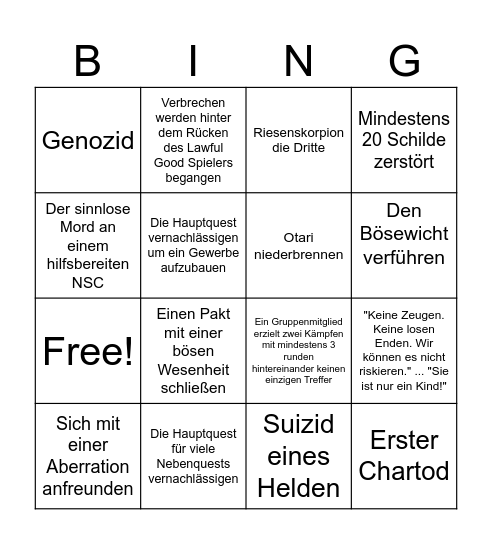 Schreckensgewölbe Chp 1 Bingo Card