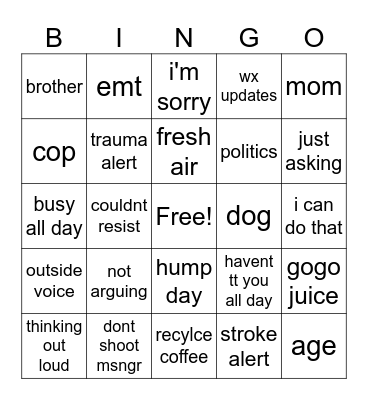isms Bingo Card