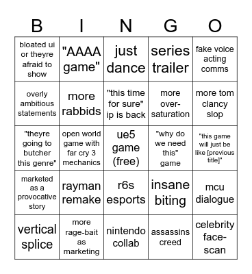 ubisoft bingo Card
