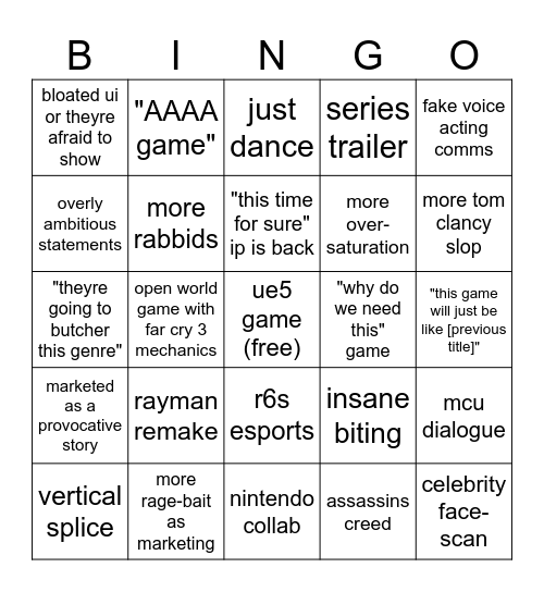 ubisoft bingo Card