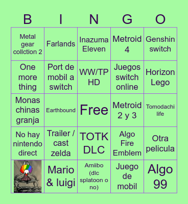 Nintendo Direct Bingo Card