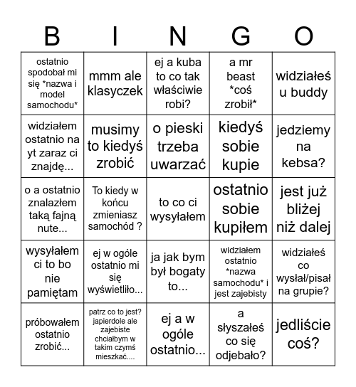 bodrusz Bingo Card