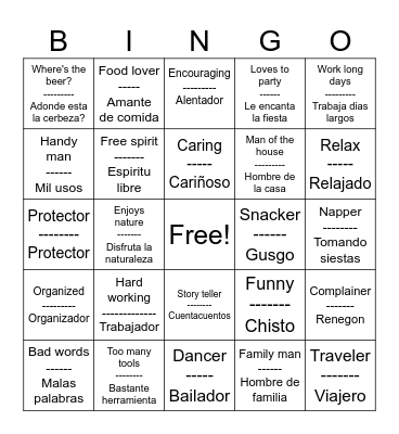 Father's Day Bing Bingo Card