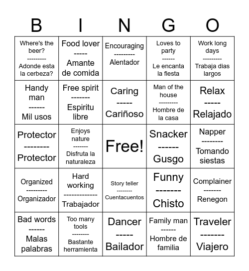 Father's Day Bing Bingo Card