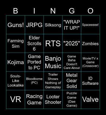 PC Gaming Show 2024 Bingo Card