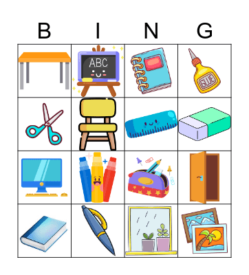 School Items Bingo Card