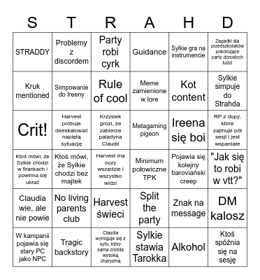 CoS Bingo Card