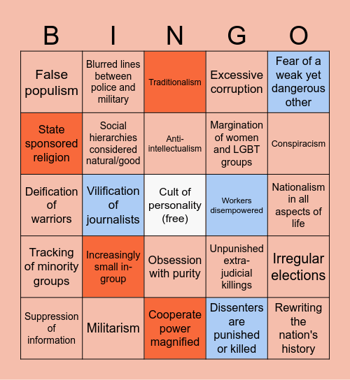 Fascist Regime Bingo! Bingo Card