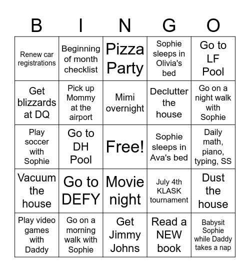 Mommy's Away, Let's Play BINGO! (coverall) Bingo Card