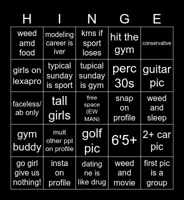 Hinge Bingo Card
