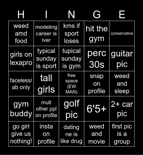 Hinge Bingo Card