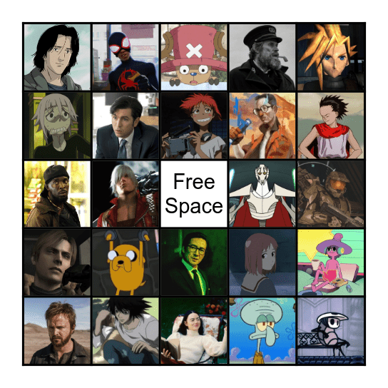 Favorite Character Bingo Card