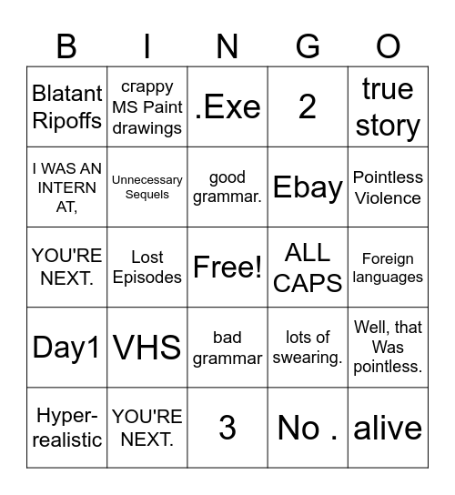 CREEPYPASTAS Bingo Card