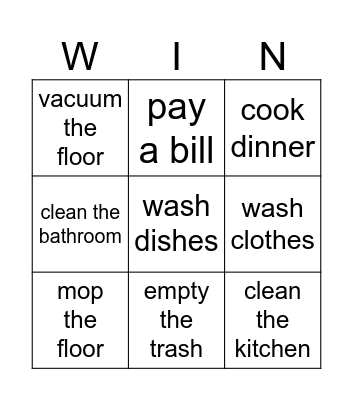 What Did You Do? Bingo Card