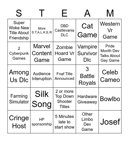 PC Gaming Show BINGO Card