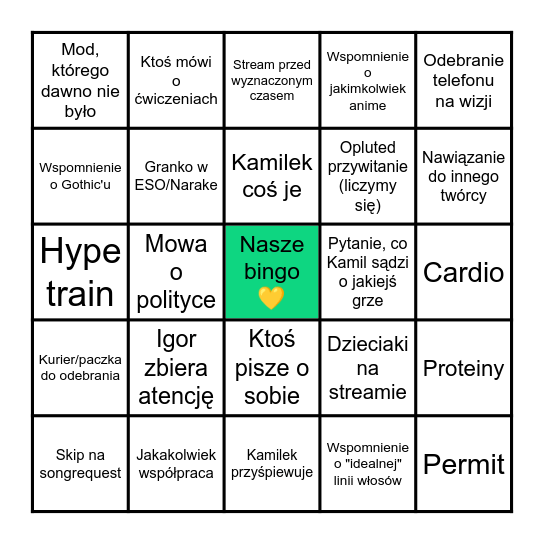 Nasze bingo v4 Bingo Card