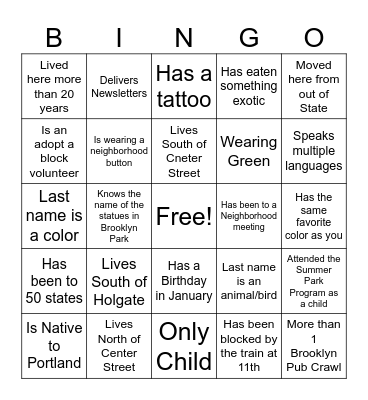 BrooklynPDXPubCrawl Bingo Card