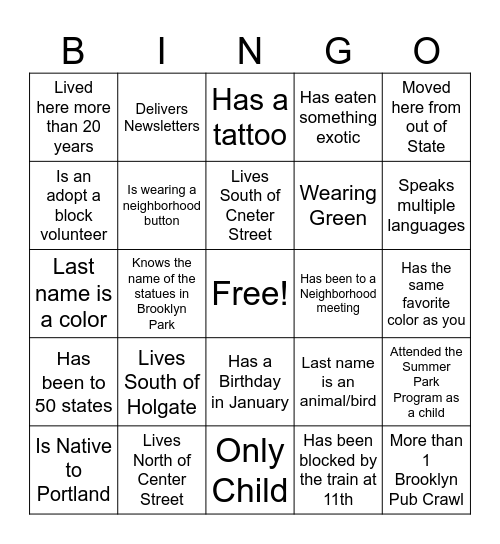 BrooklynPDXPubCrawl Bingo Card