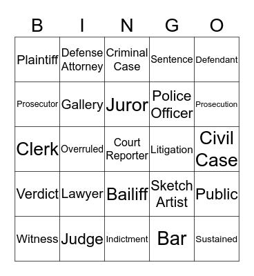 Litigation Bingo Card