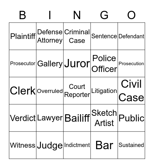 Litigation Bingo Card