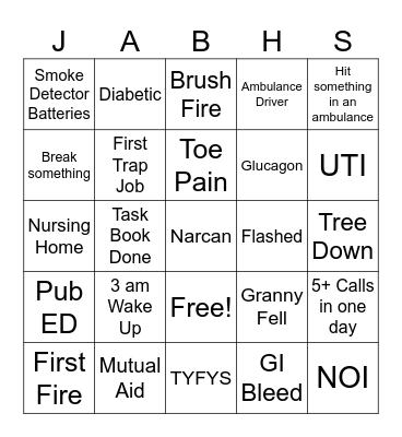 Rookie Bingo Card