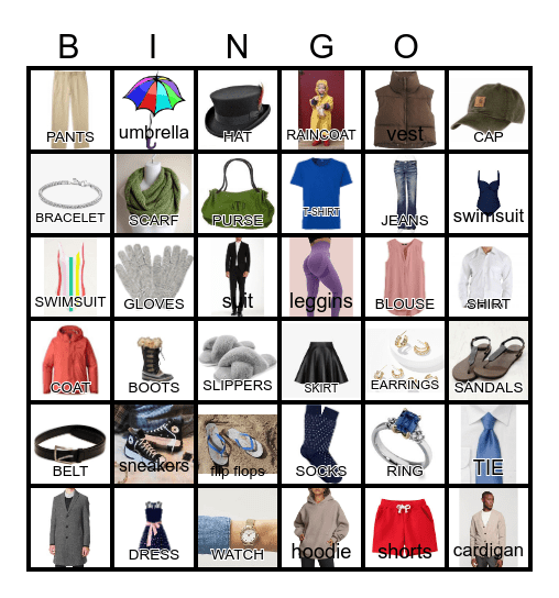 ropa Bingo Card