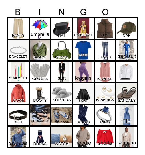 ropa Bingo Card