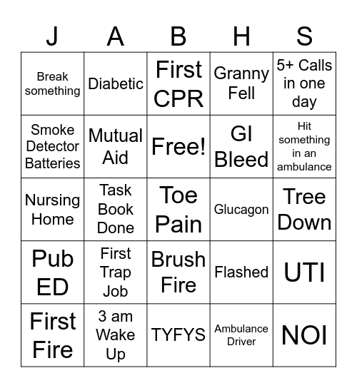 Rookie Bingo Card