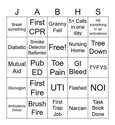 Rookie Bingo Card
