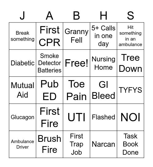 Rookie Bingo Card