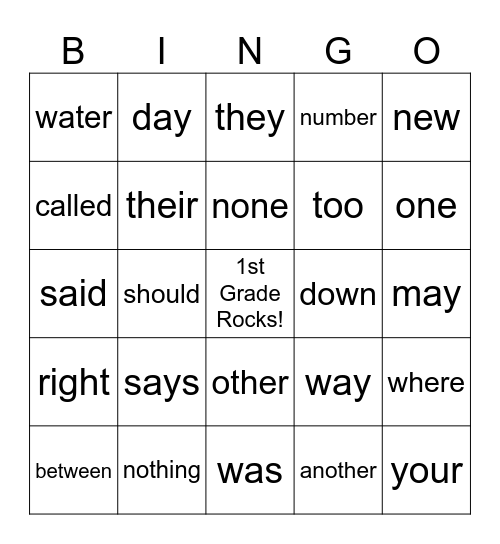 Trick Words Bingo Card
