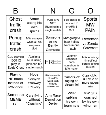 HPR Bingo Stream Bingo Card