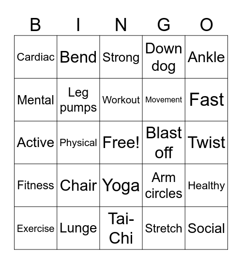 Workout Bingo Benefits Bingo Card