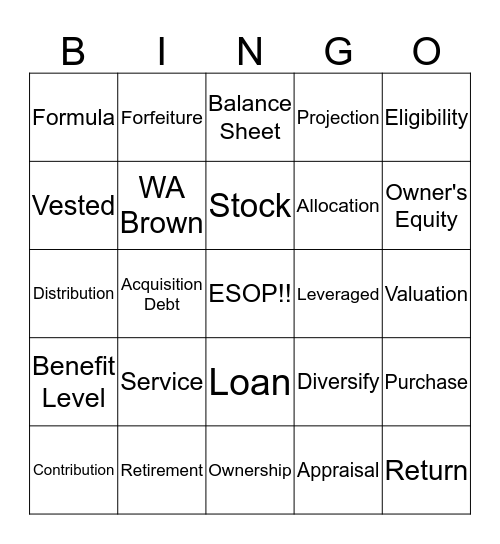 ESOP Bingo Card