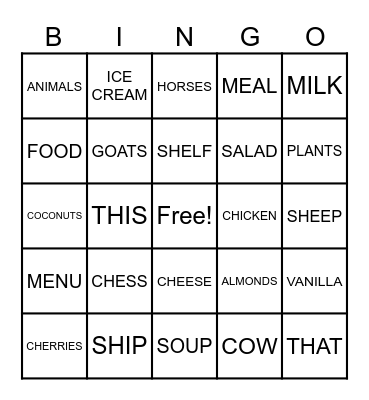 KIDS 08 Bingo Card