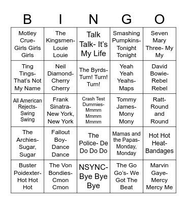 Radio Bingo Doubles Bingo Card